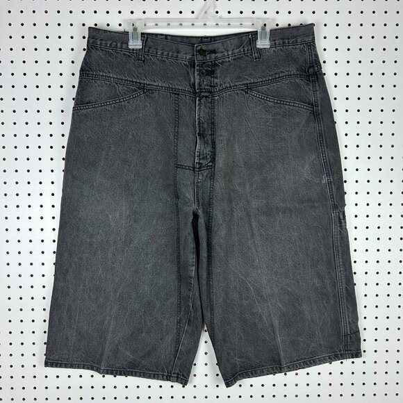 Marithe Francois Girbaud Black Baggy Shorts 38 Hip Hop 90s Wide Leg Gothic Skate - Picture 4 of 7